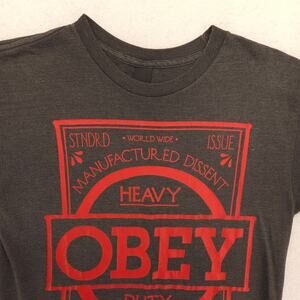 Obey Casual Crew Neck Short Sleeve Graphic Shirt Mens Size Small S Gray